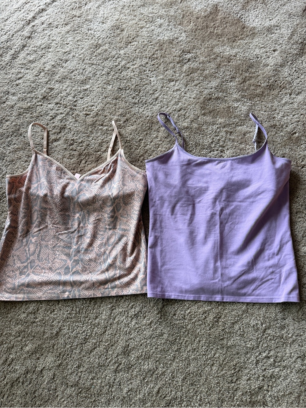 Victoria's Secret Large Lavender & Pink Snake-Print Camisole Duo